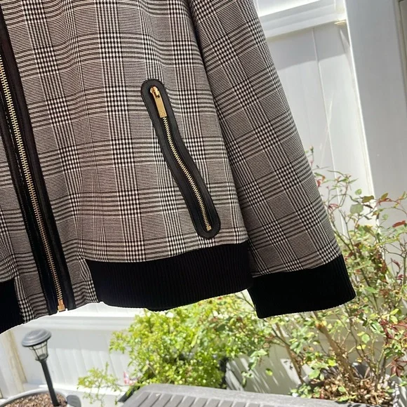 GSTQ - Women's Moto Gray Plaid Bomber Jacket Gray Size 2X